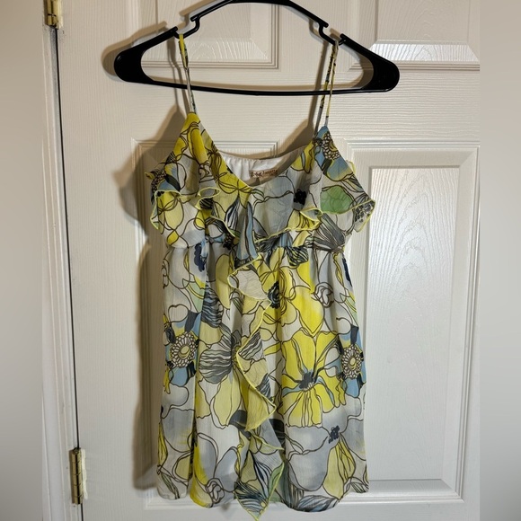Janette Plus Tops - VINTAGE Y2K BABY DOLL FLORAL SHEER RUFFLE TANK TOP